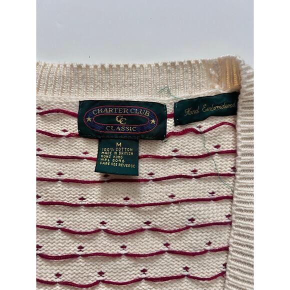 Charter Club Womens VTG Hand Embroidered Floral Fair Isle Sweater Vest Sz M - Picture 9 of 9